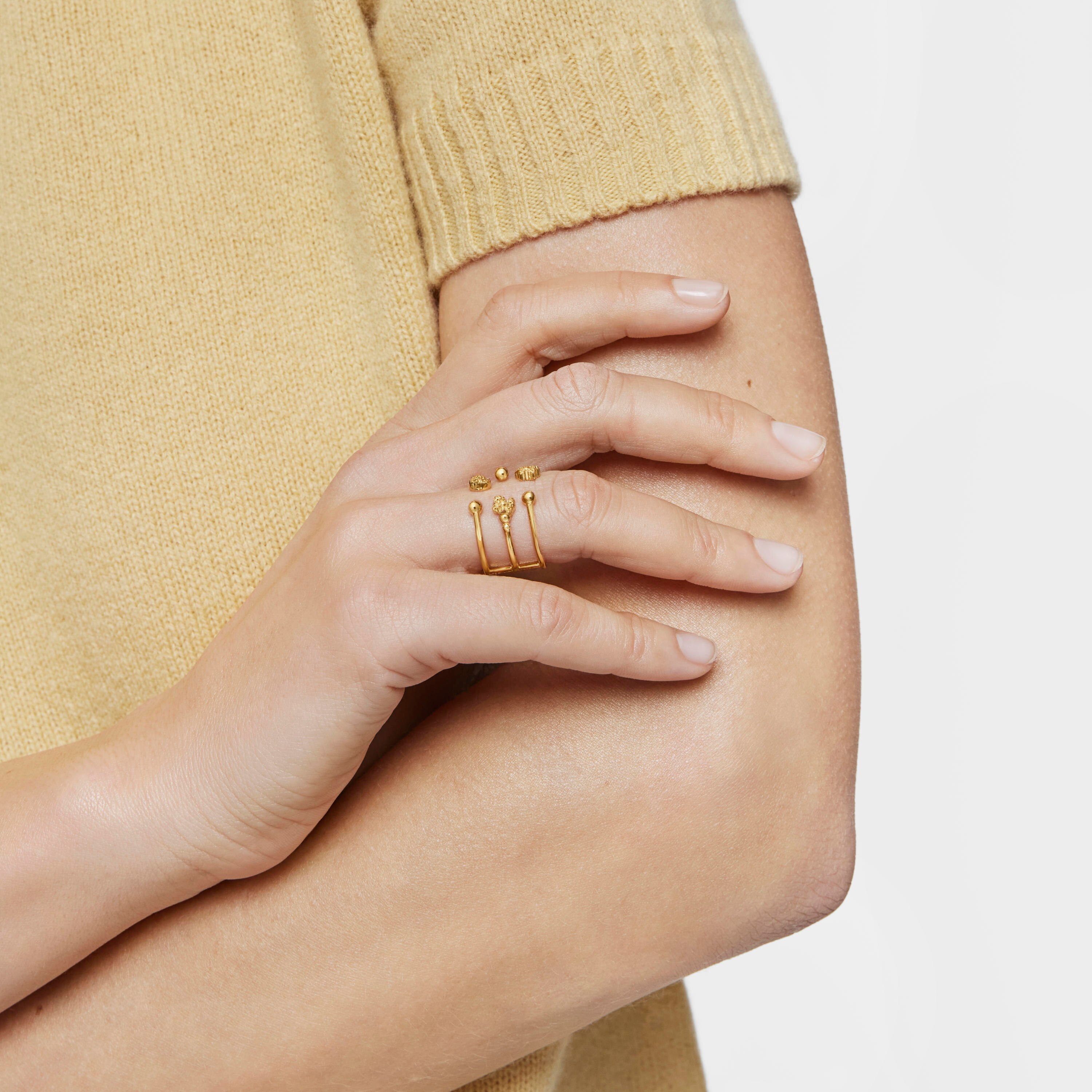 Large open Ring with 18kt gold plating over silver and bear motifs TOUS Grain