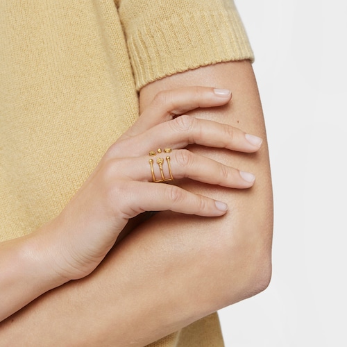 Anillo abierto grande con baño de oro de 18 kt sobre plata con motivos TOUS Grain