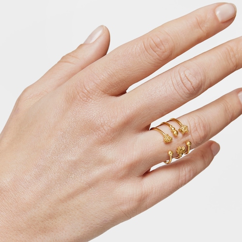 Anillo abierto grande con baño de oro de 18 kt sobre plata con motivos TOUS Grain