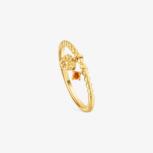 Small Ring with 18K gold vermeil and orange garnet TOUS Grain