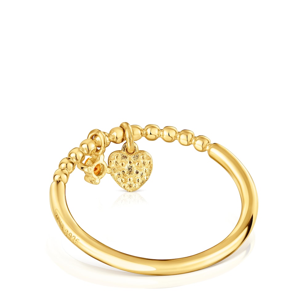 Small Ring with 18kt gold plating over silver and orange garnet TOUS Grain