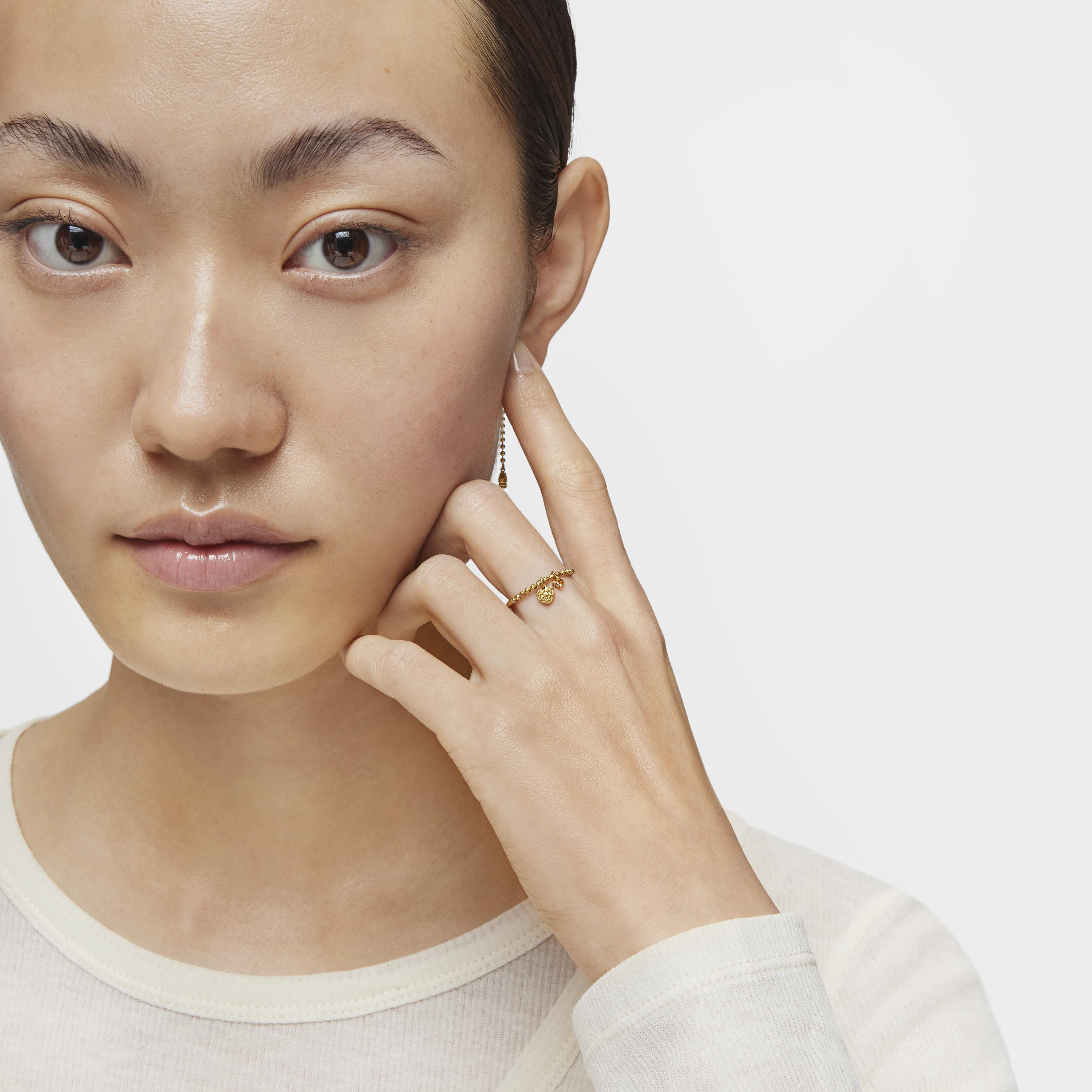 Small Ring with 18kt gold plating over silver and orange garnet TOUS Grain