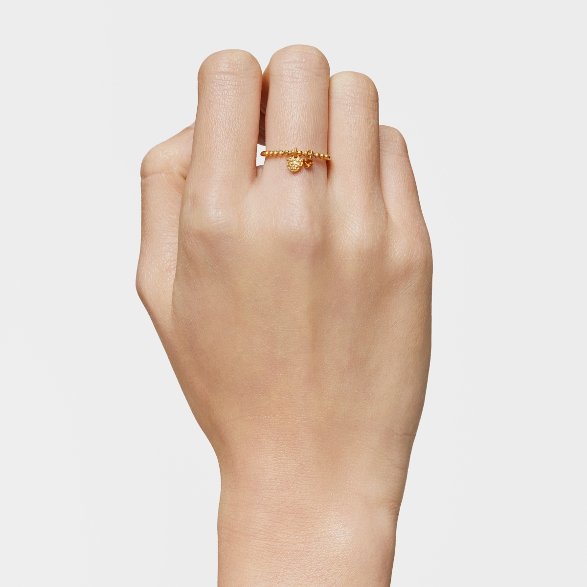Anillo pequeño con baño de oro de 18 kt sobre plata y granate naranja TOUS Grain