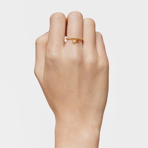 Anillo pequeño con baño de oro de 18 kt sobre plata y granate naranja TOUS Grain