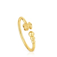 Anillo abierto pequeño con baño de oro de 18 kt sobre plata con motivos TOUS Grain