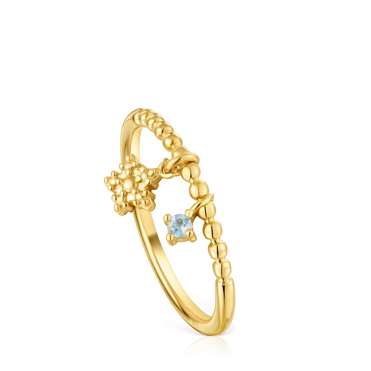 Tous - Anillo Pequeño Con Baño De Oro De 18 Kt Sobre Plata Y Topacio Tous Grain Talla 12