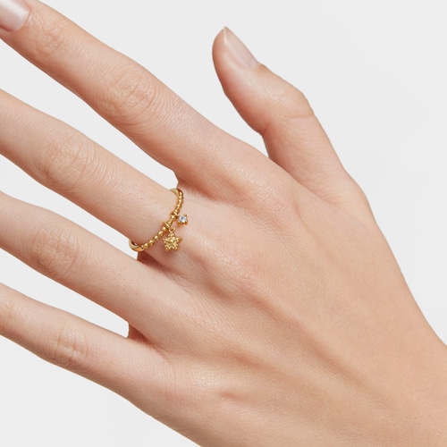 Anillo pequeño con baño de oro de 18 kt sobre plata y topacio TOUS Grain