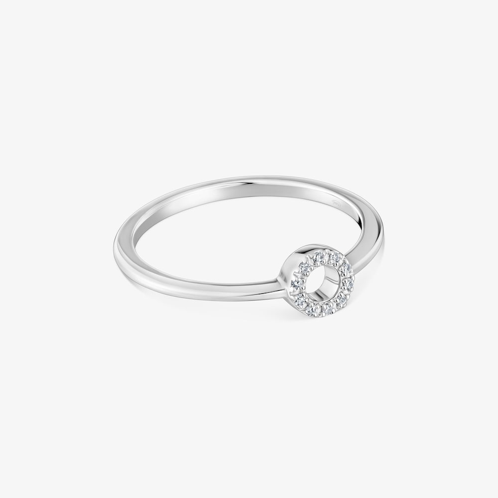 Mały okrągły pierścionek z białego złota, z diamentami TOUS Grain