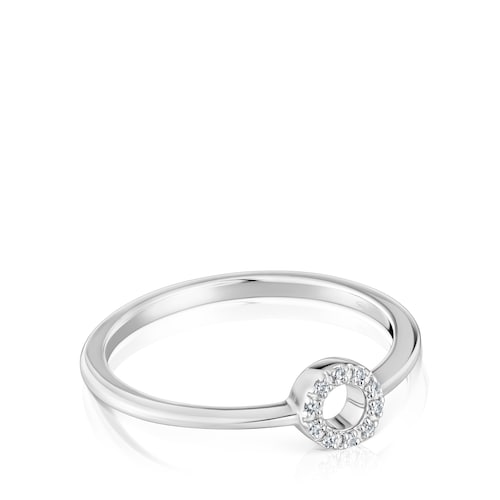 Small white-gold circle Ring with diamonds TOUS Grain