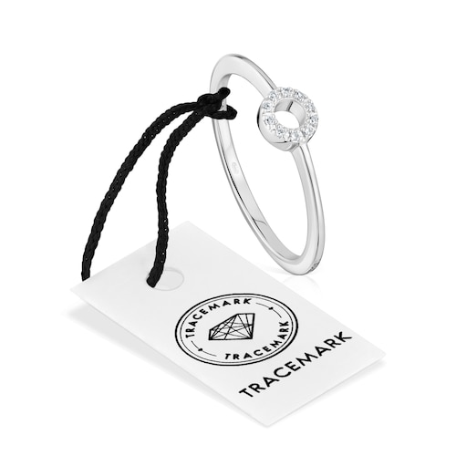 Small white-gold circle Ring with diamonds TOUS Grain