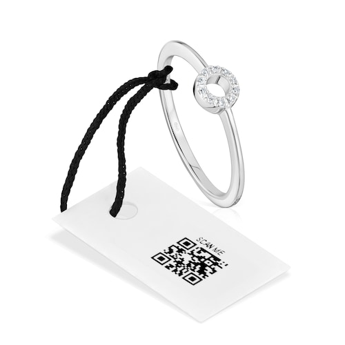 Small white-gold circle Ring with diamonds TOUS Grain