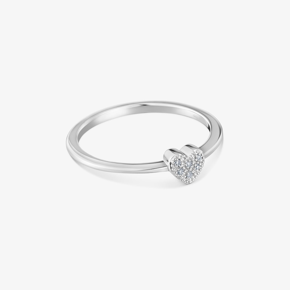 Anillo peque&ntilde;o coraz&oacute;n de oro blanco con diamantes TOUS Grain