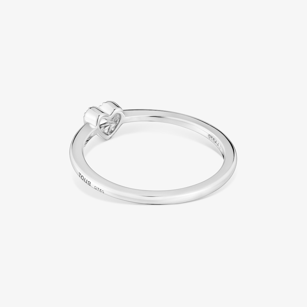Anillo peque&ntilde;o coraz&oacute;n de oro blanco con diamantes TOUS Grain