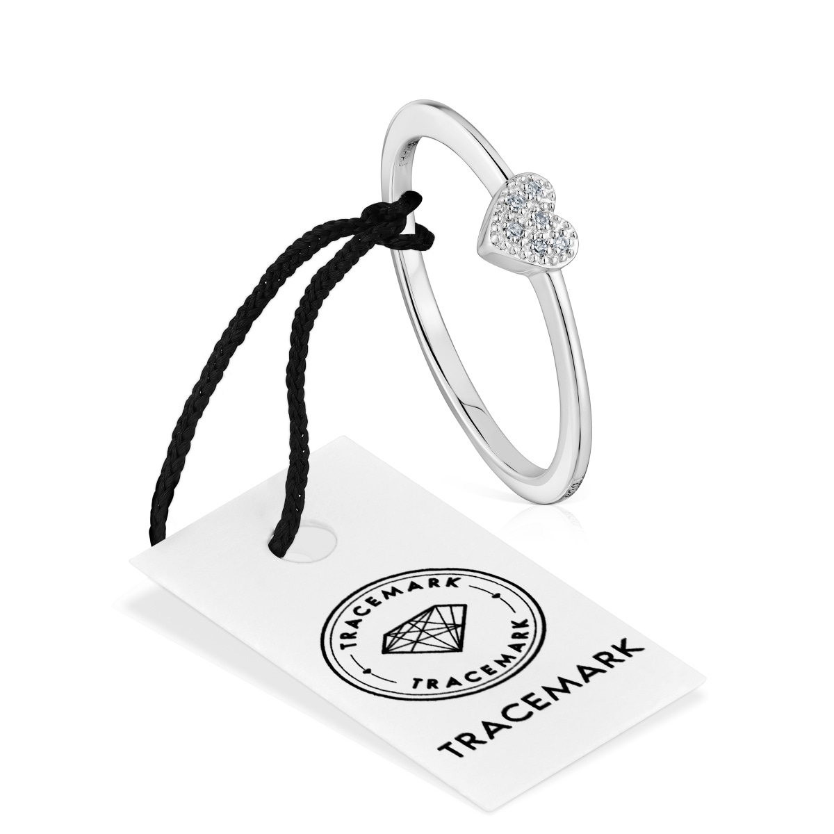 Small white-gold heart Ring with diamonds TOUS Grain