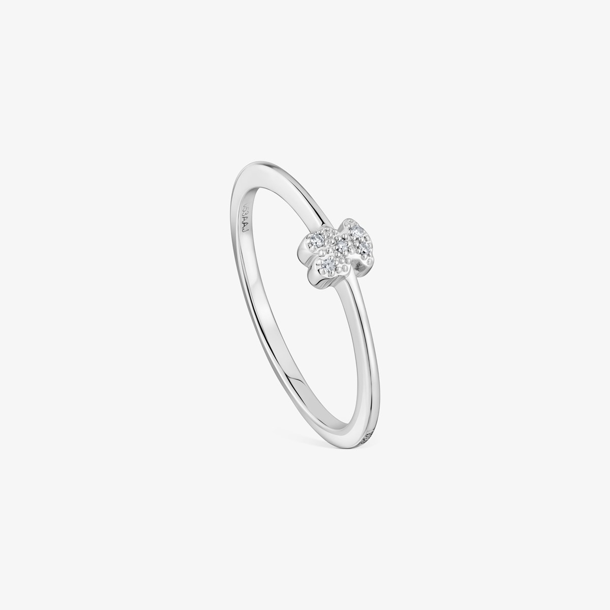 Tous - Anillo Pequeño Oso De Oro Blanco Con Diamantes Tous Grain Talla 12