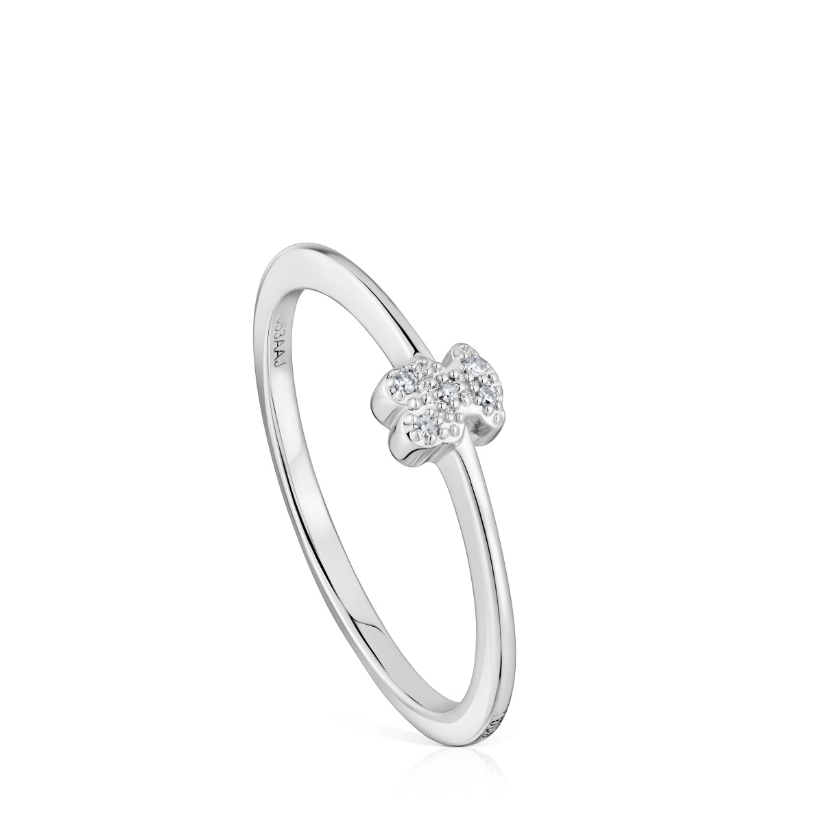 Tous - Anillo Pequeño Oso De Oro Blanco Con Diamantes Tous Grain Talla 12