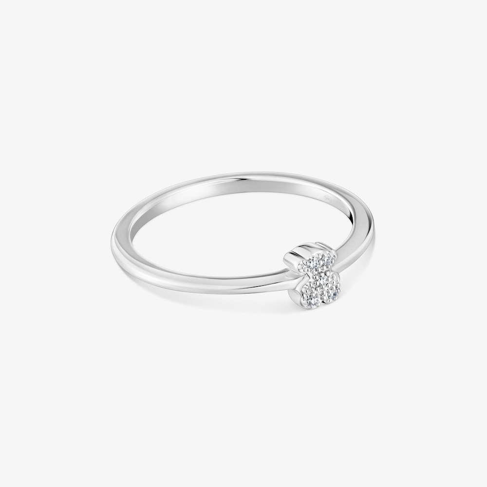 Mały pierścionek z białego złota, z misiem i diamentami TOUS Grain