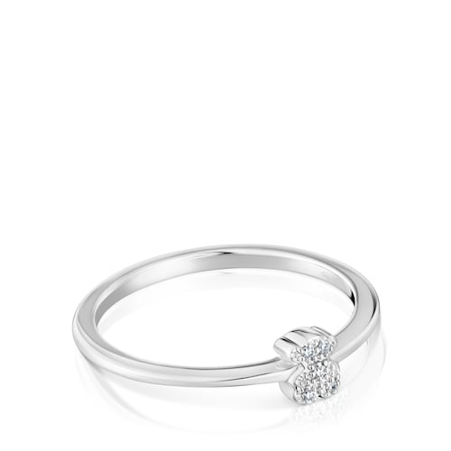 Small white-gold bear Ring with diamonds TOUS Grain