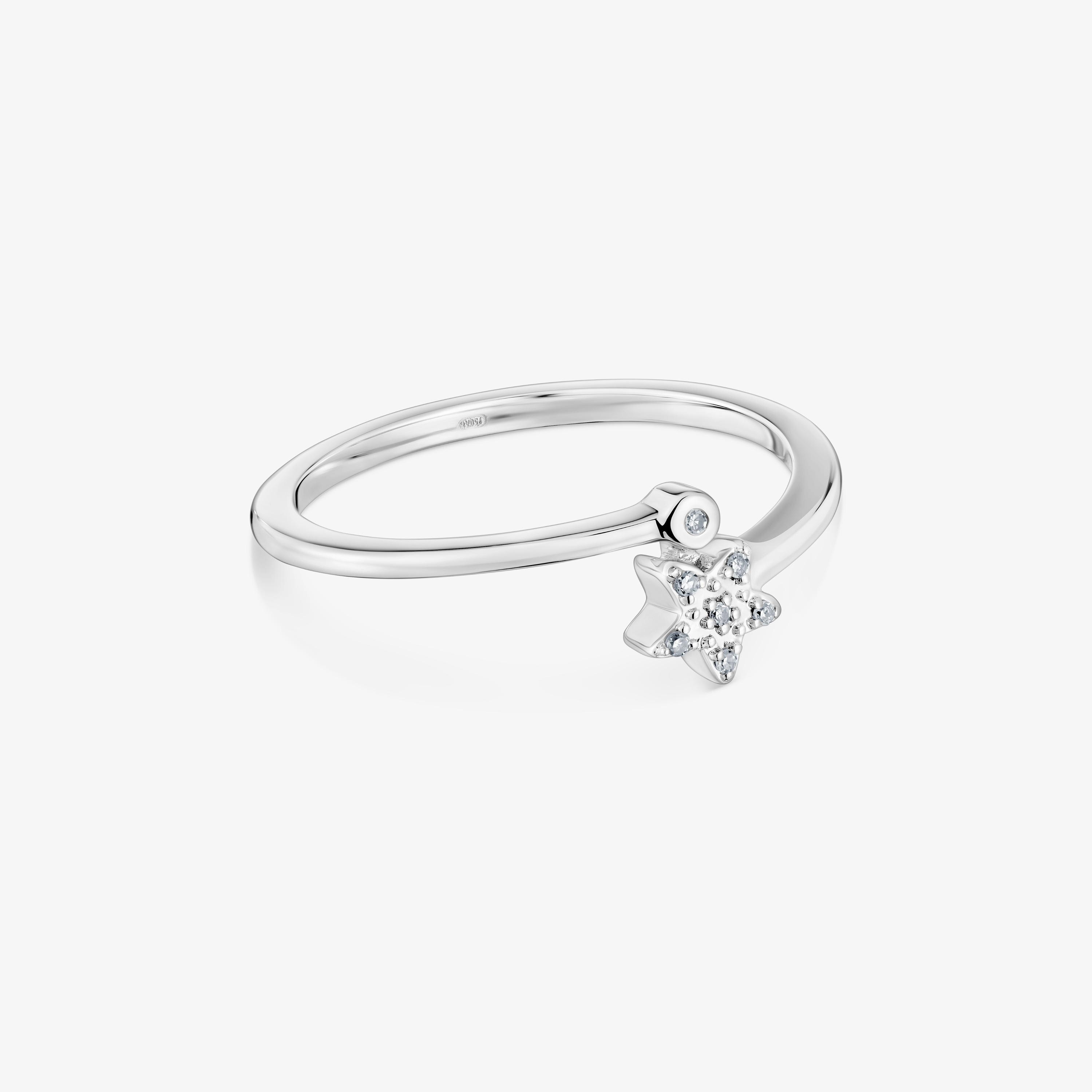 Small 18K white- gold star Ring with diamonds TOUS Grain | TOUS