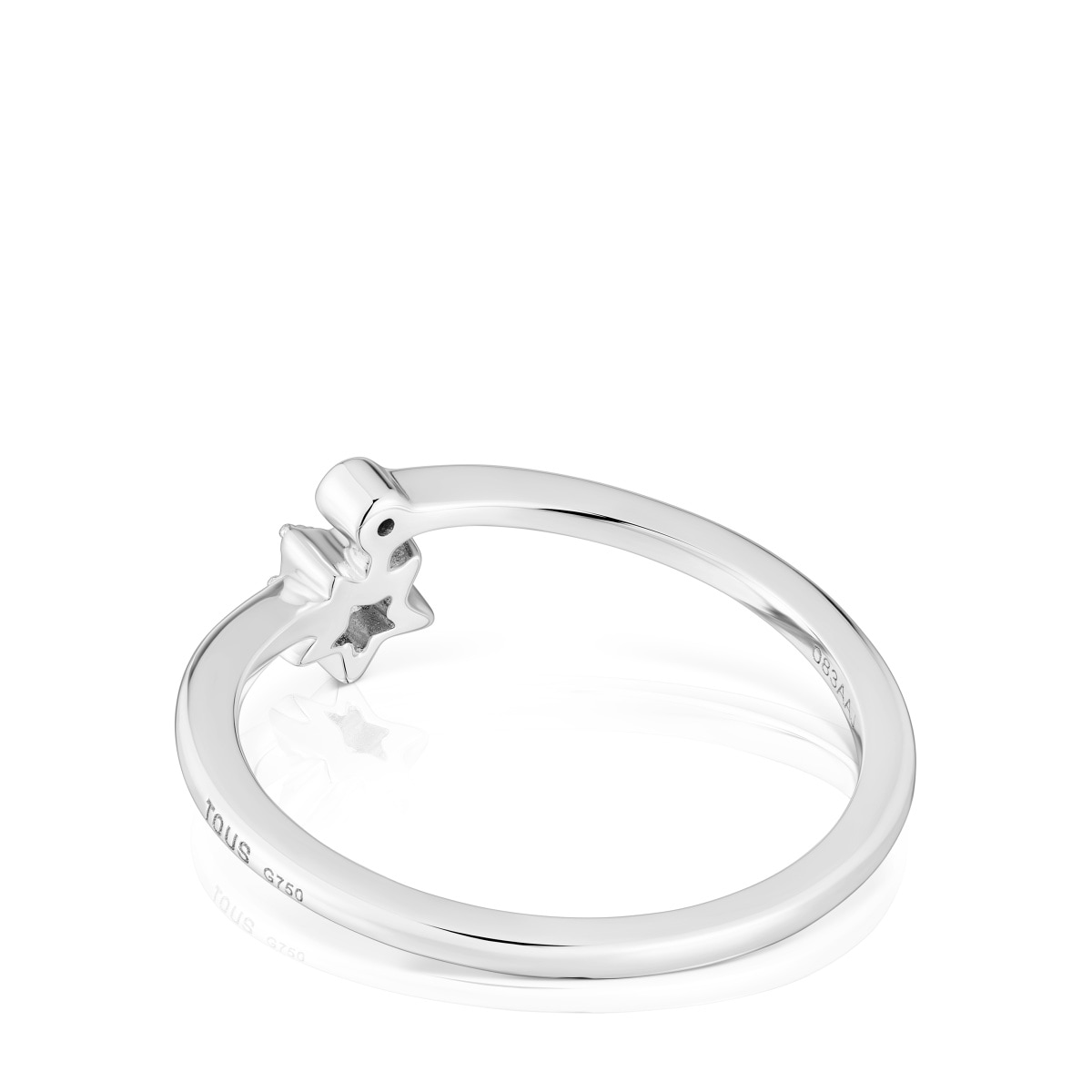 Anillo pequeño estrella de oro blanco con diamantes TOUS Grain