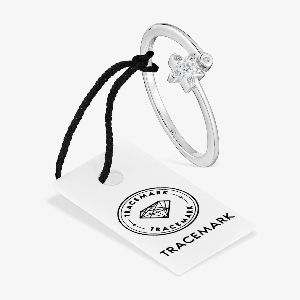 Bague &eacute;toile en or blanc avec diamants petite TOUS Grain