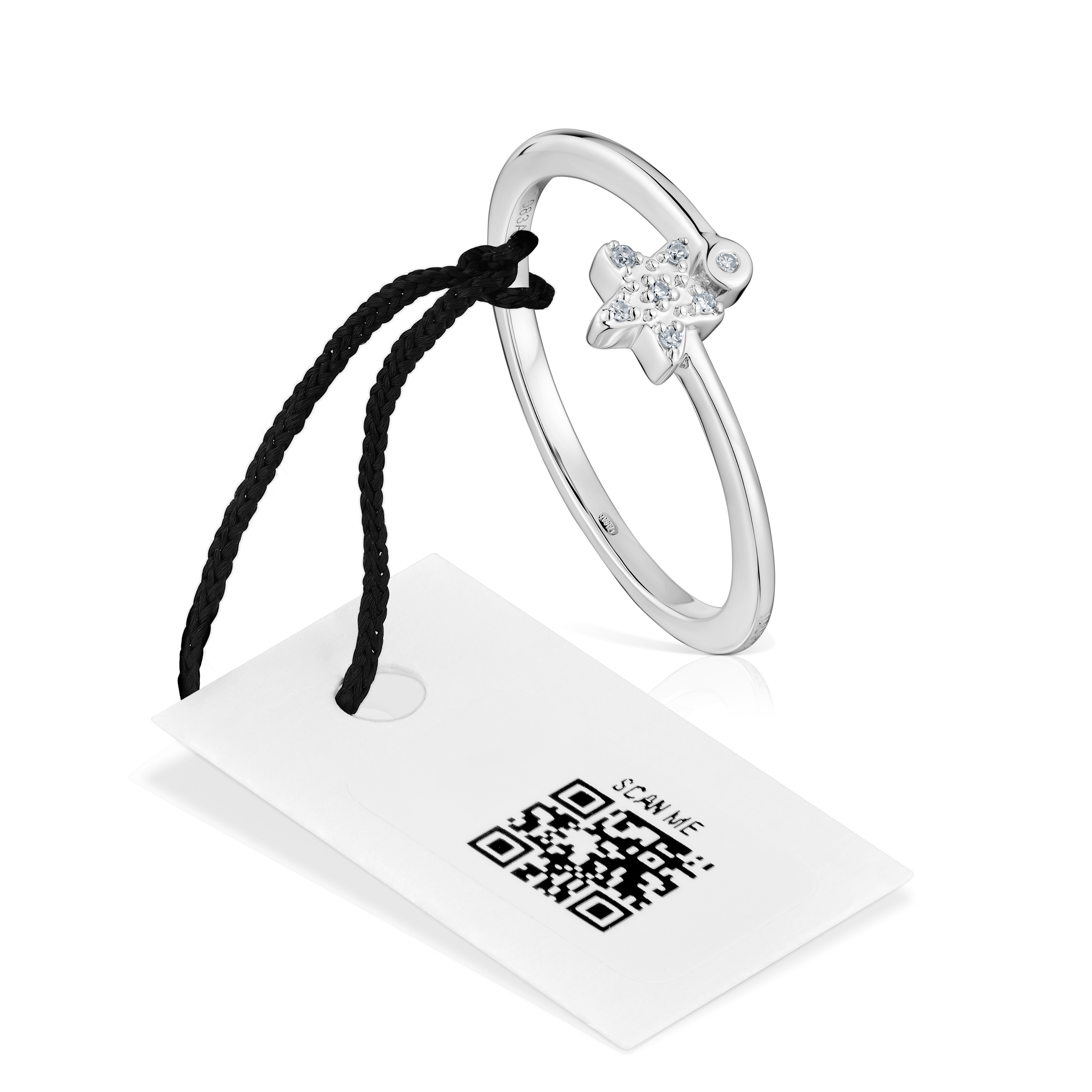 Small white-gold star Ring with diamonds TOUS Grain