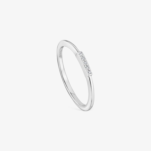 Anel pequeno tira em ouro branco com diamantes TOUS Grain
