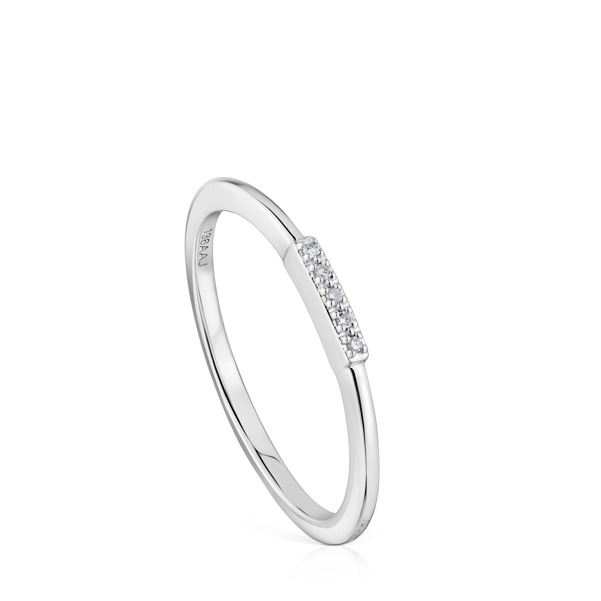 Tous - Anillo Pequeño Tira De Oro Blanco Con Diamantes Tous Grain Talla 12
