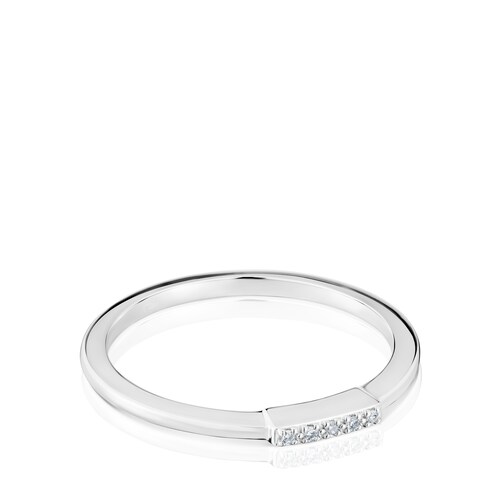 Small white-gold strip Ring with diamonds TOUS Grain