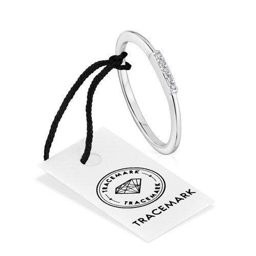 Small white-gold strip Ring with diamonds TOUS Grain