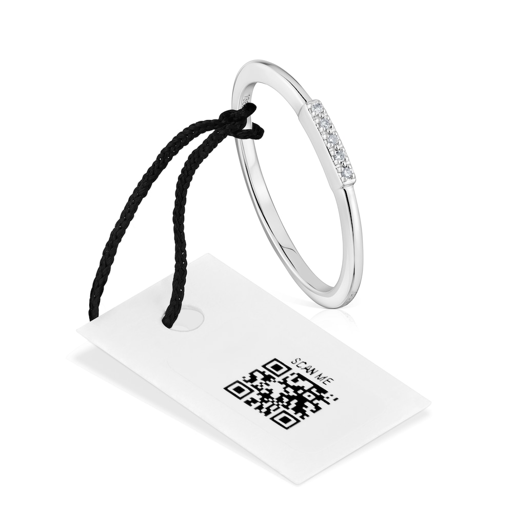 Mal&yacute; Prsteň z&nbsp;bieleho zlata s&nbsp;p&aacute;sikom s&nbsp;diamantmi TOUS Grain