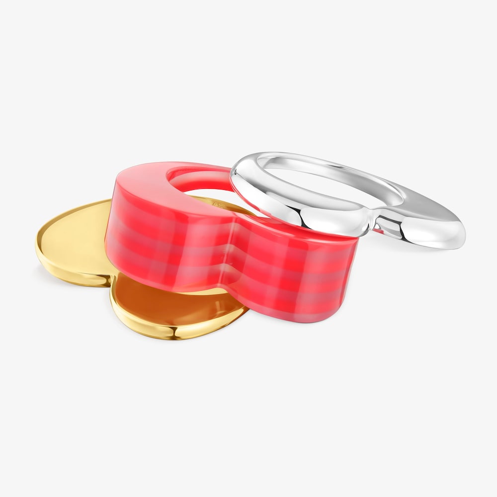 S&uacute;prava veľk&yacute;ch dvojfarebn&yacute;ch Prsteňov so srdcom a&nbsp;ružov&yacute;m acet&aacute;tom My Other Half