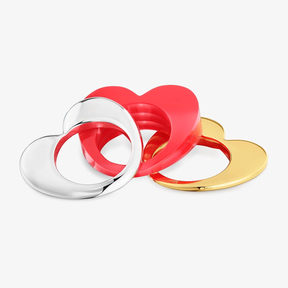 S&uacute;prava veľk&yacute;ch dvojfarebn&yacute;ch Prsteňov so srdcom a&nbsp;ružov&yacute;m acet&aacute;tom My Other Half