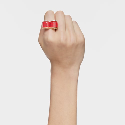 Set large two-tone heart and pink acetate Rings My Other Half