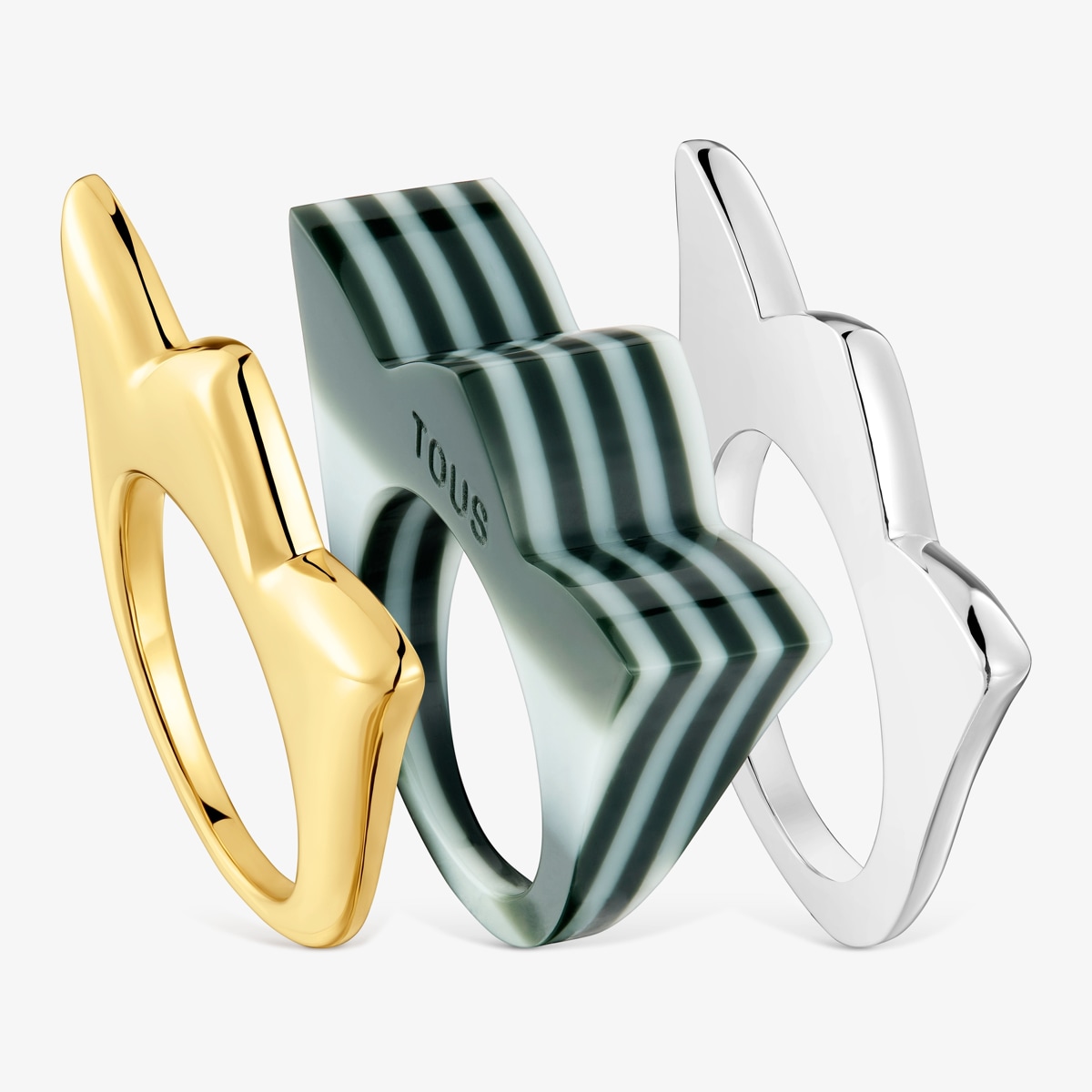 Tous - Pack Anillos Grandes Tulipa Bicolor Y Acetato Amarillo My Other Half - Amarillo