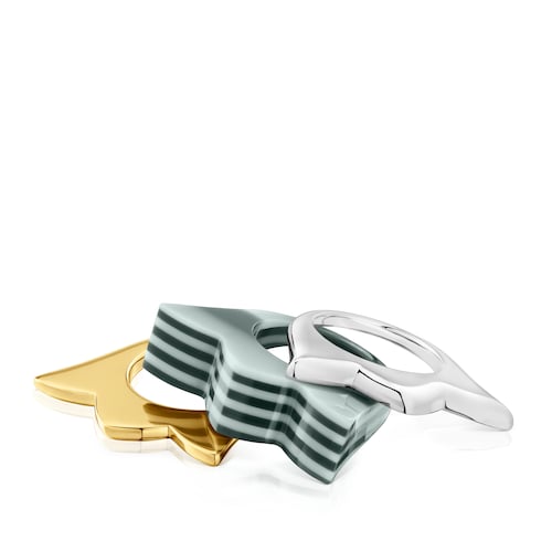 Set large two-tone tulip Rings and yellow acetate My Other Half