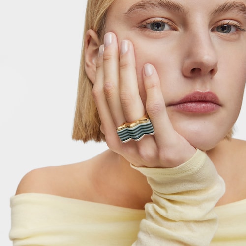 Set large two-tone tulip Rings and yellow acetate My Other Half