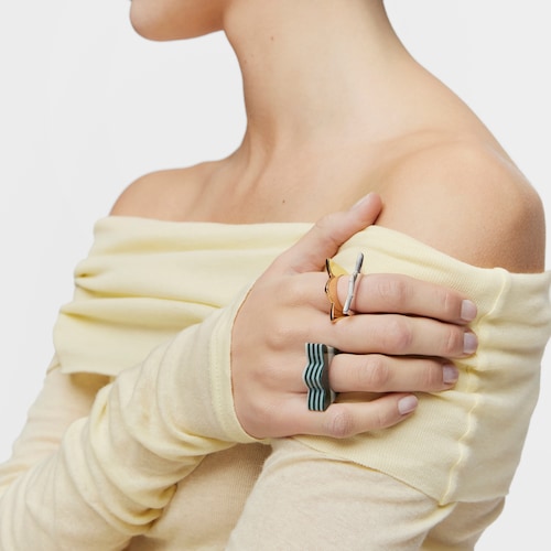 Set large two-tone tulip Rings and yellow acetate My Other Half