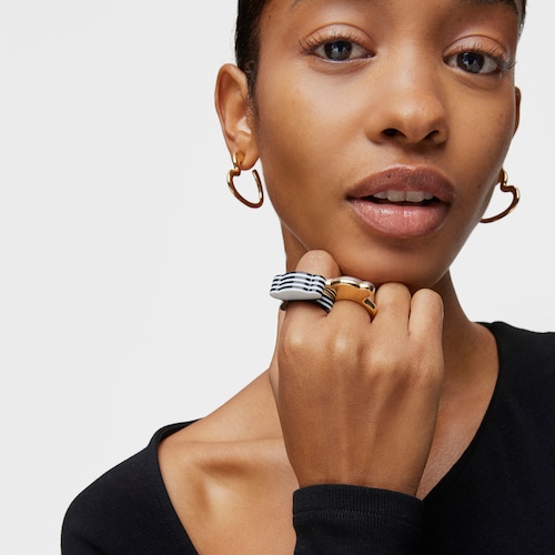 Set large two-tone bear Rings and black acetate My Other Half