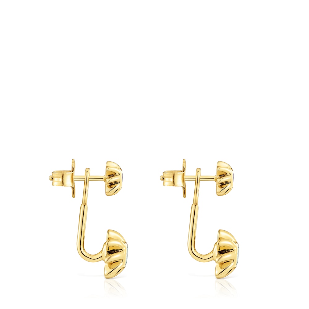 Long double Earrings with 18kt gold plating over silver and gemstones Galia