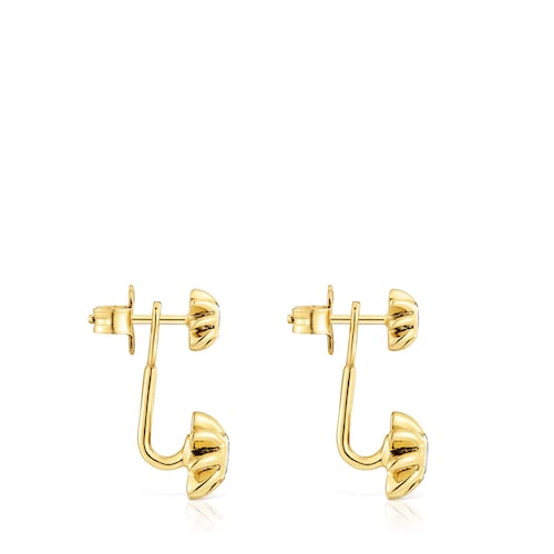 Pendientes largos dobles con baño de oro de 18 kt sobre plata y gemas Galia