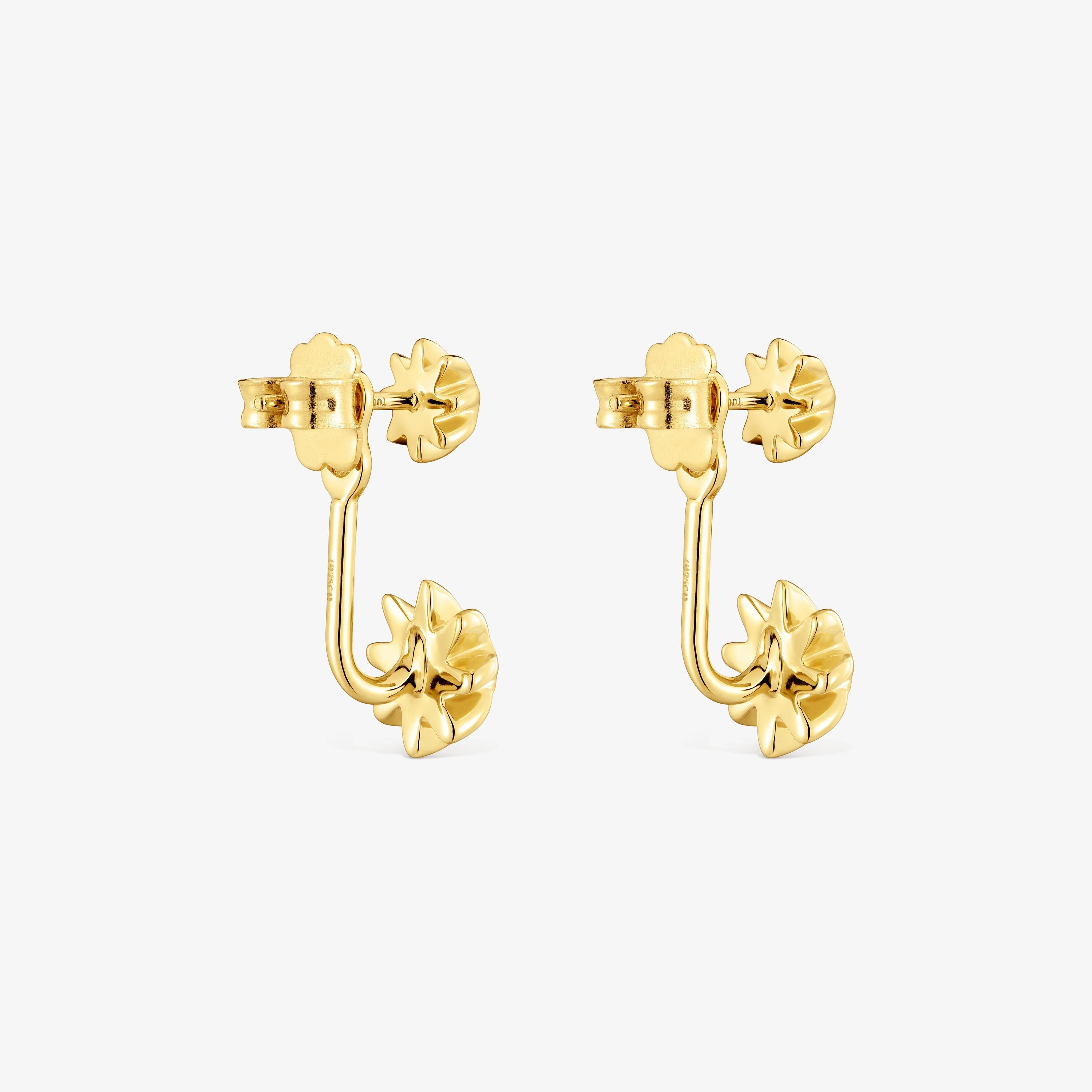 Long double Earrings with 18K gold vermeil and gemstones Galia