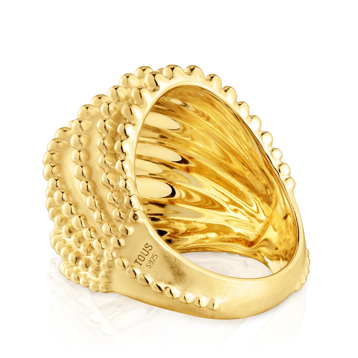 Large Ring with 18kt gold plating over silver TOUS Grain