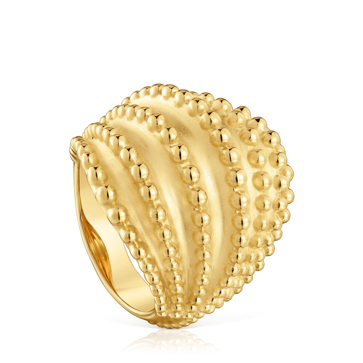 Tous - Anillo Grande Con Baño De Oro De 18 Kt Sobre Plata Tous Grain Talla 12