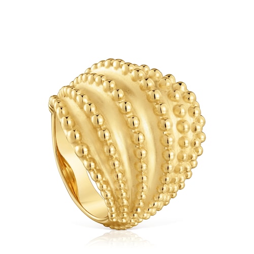 Anillo grande con baño de oro de 18 kt sobre plata TOUS Grain
