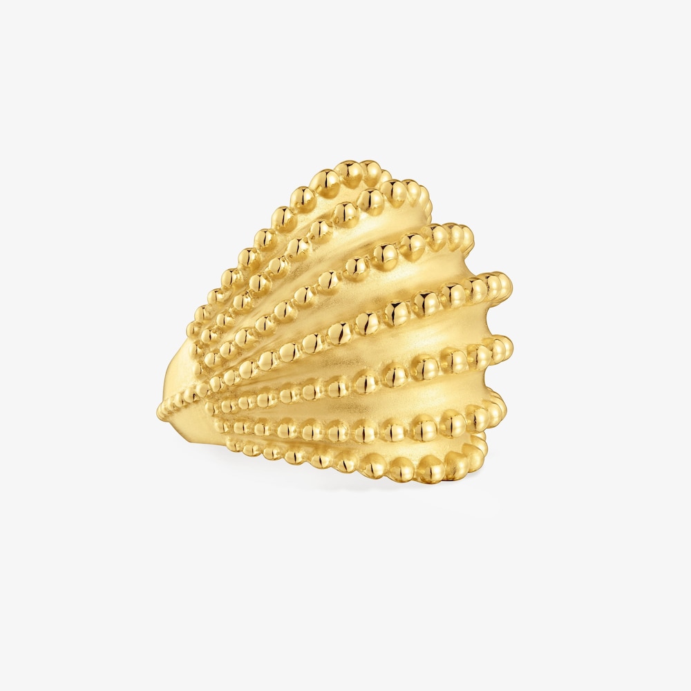 Duży pierścionek ze srebra pokrytego 18-karatowym złotem, z&nbsp;kolekcji TOUS Grain.