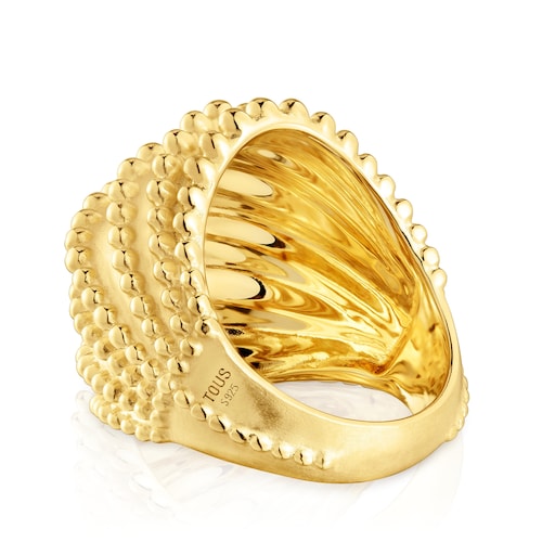 Anillo grande con baño de oro de 18 kt sobre plata TOUS Grain