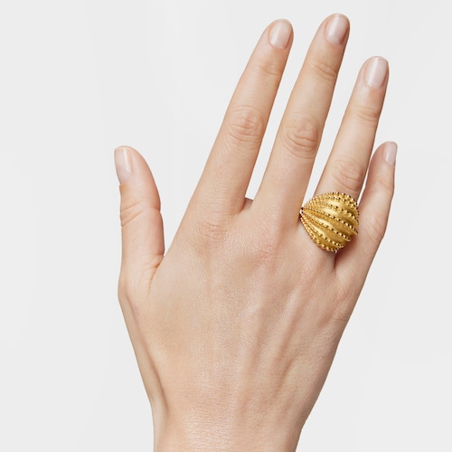 Anillo grande con baño de oro de 18 kt sobre plata TOUS Grain