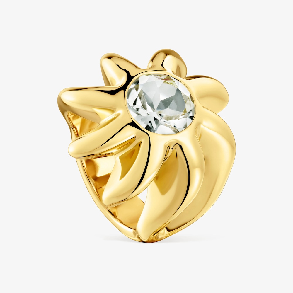 Signet ring with 18K gold vermeil and prasiolite Galia