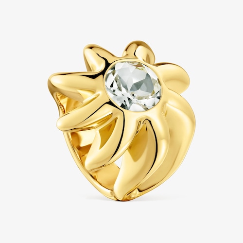 Signet ring with 18K gold vermeil and prasiolite Galia